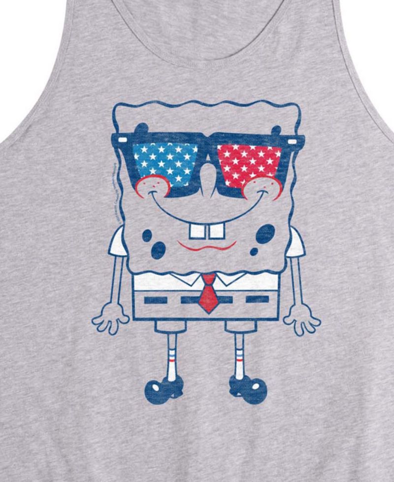 Men's SpongeBob SquarePants Flag Fill Sunglasses Sleeveless Graphic Tank Top