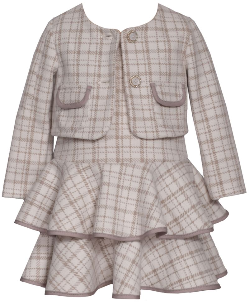 Baby Girls' Tiered Plaid Jacket and Dress, 2-Piece Set