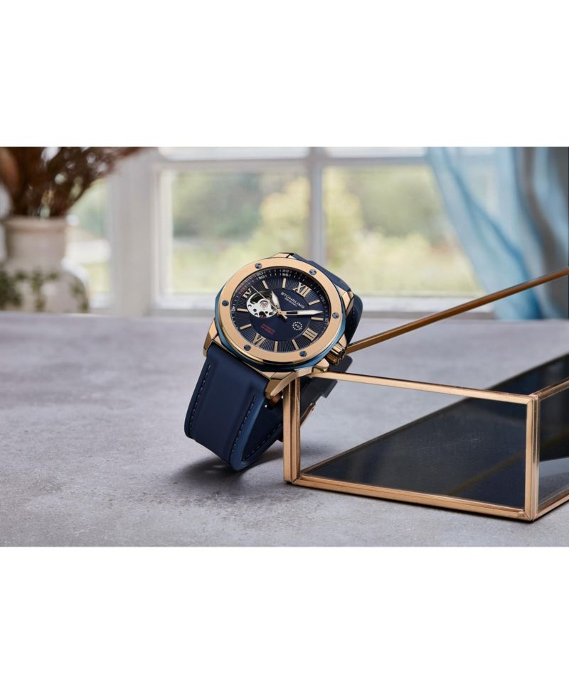 Edwardian 4018 Men s Automatic Skeleton Watch - 44mm Stainless Steel Case, Skeleton Dial, Silicone Strap