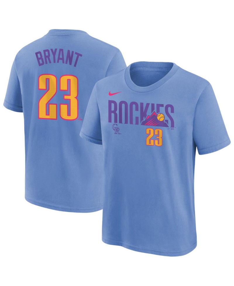 Big Boys and Girls Kris Bryant Light Blue Colorado Rockies Fuse City Connect Name & Number T-Shirt