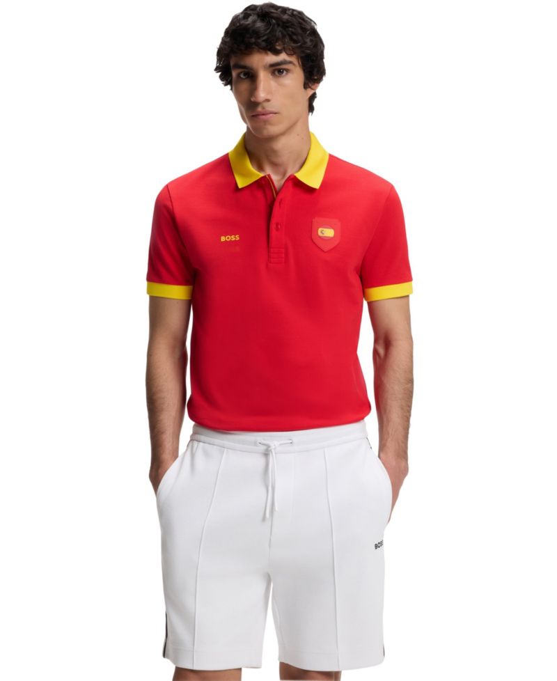 Men's Paddy Spain Country Flag Trim Polo Shirt