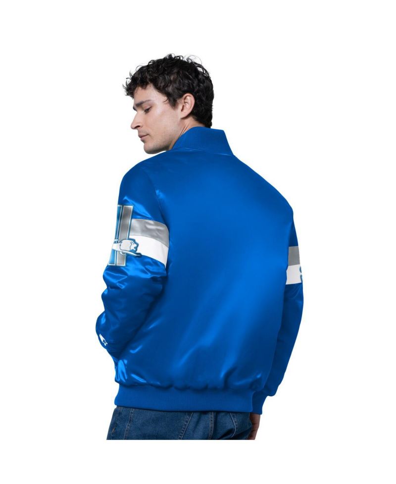 Men's Royal Seattle Seahawks Triple Option Satin Varsity Vintage Logo Full-Snap Jacket