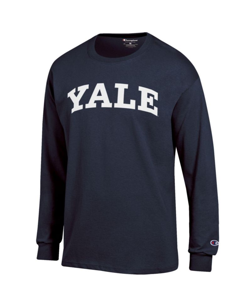 Men's Navy Yale Bulldogs Basic Arch Long Sleeve T-Shirt