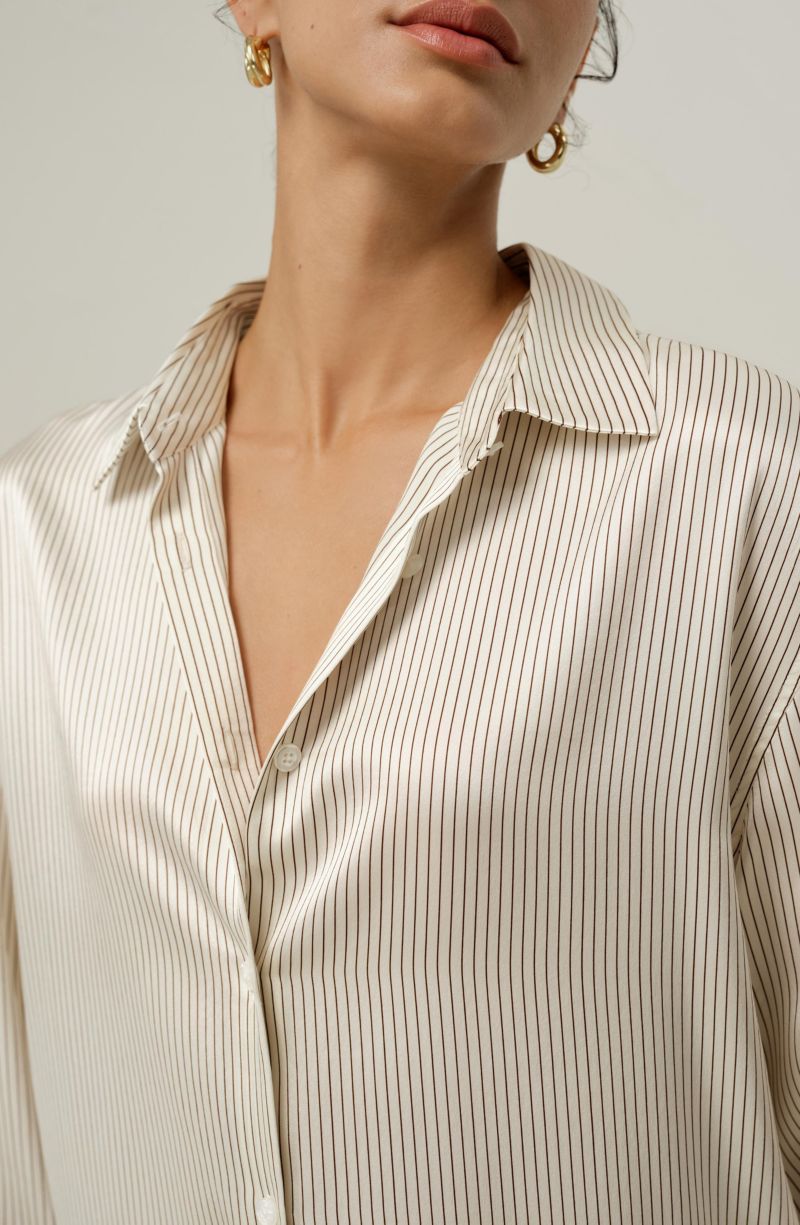 Women's Silk Charmeuse Pinstripe Shirt