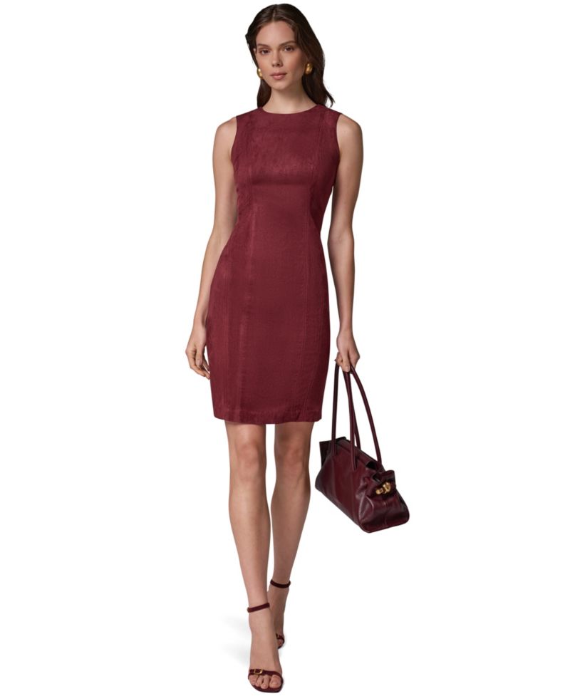 Women's Sleeveless Crewneck Suede Sheath Dress
