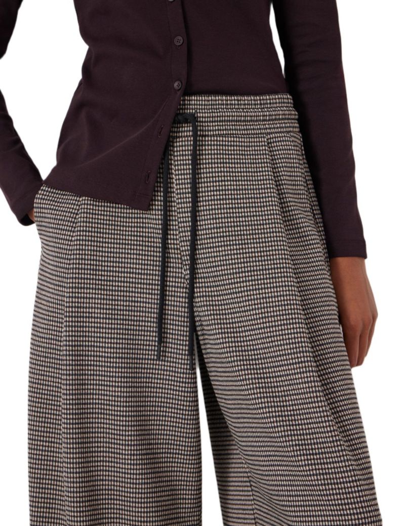 Women's Check Wide Leg Jersey Pants