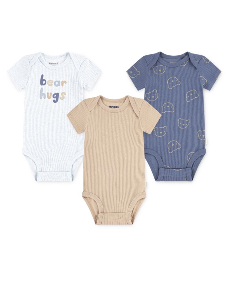 Baby Boys' Short-Sleeve Bodysuits, 3-Pack Set
