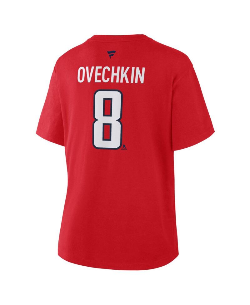 Women's Alexander Ovechkin Red Washington Capitals Authentic Stack Name & Number T-Shirt