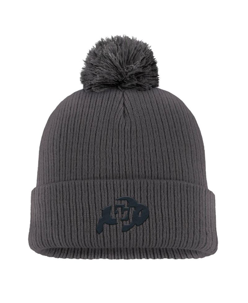 Men's Charcoal Colorado Buffaloes Tonal Peak Cuffed Knit with Pom Hat