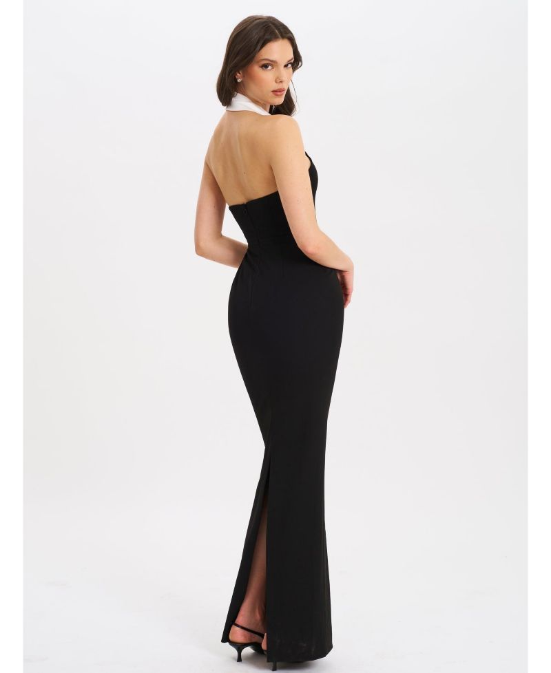 Women's Raelyn Black and White Business Casual Maxi Dress