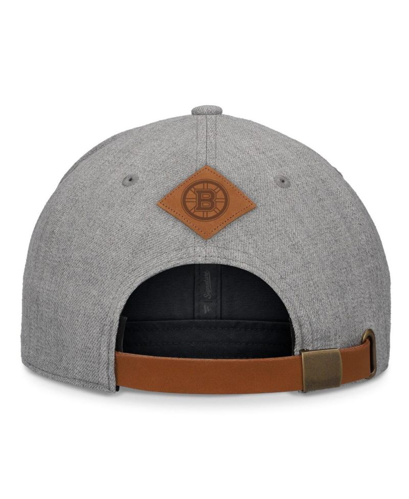 Men's Heather Gray Boston Bruins Elements A-Frame Leather Strap back Hat