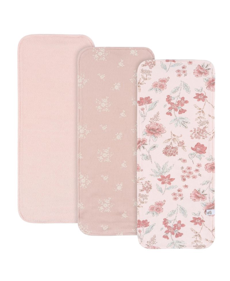 Baby 3-Pack Burp Cloths, Pink Florals, One Size