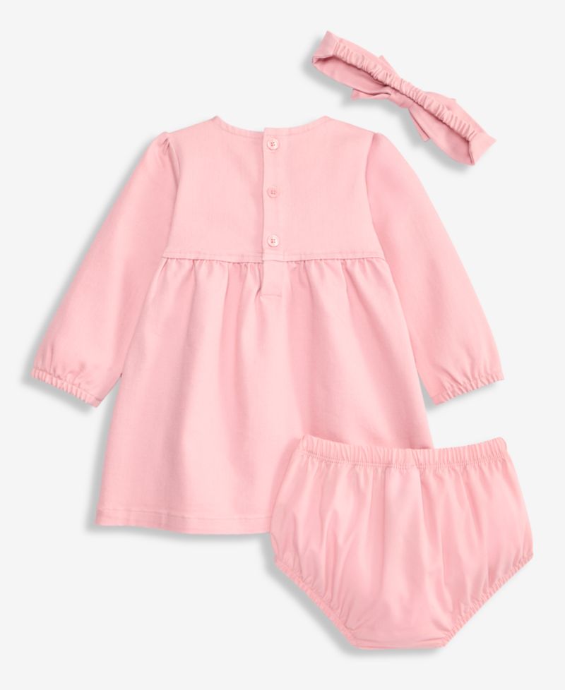 Baby Girls' 3M-24M Headband & Dress With Diaper Cover, 3-Piece Set
