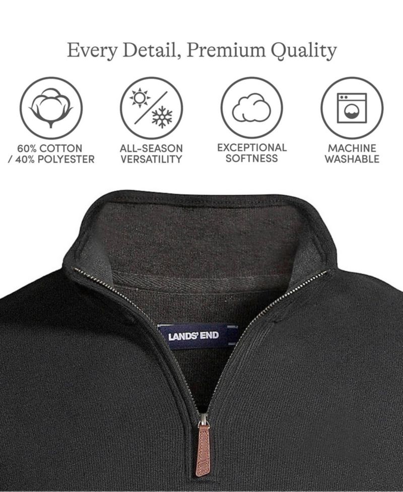Big & Tall Bedford Rib Quarter Zip Pullover Sweater