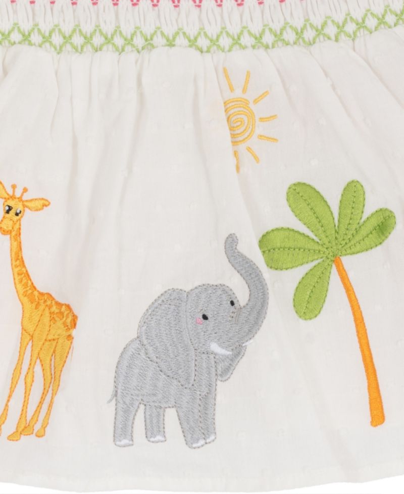 Baby Girls' Clipped Dot Animal Embroidered Top and Shorts, 2-Piece Set