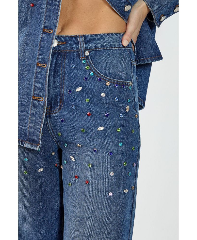 Women's Denim Jewel Baggy Jeans