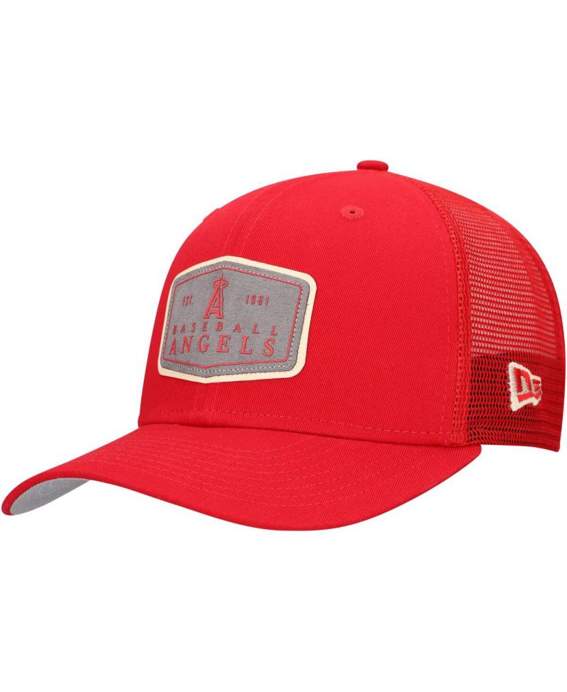 Men's Red Los Angeles Angels Labeled 9SEVENTY Stretch-Snap Adjustable Hat