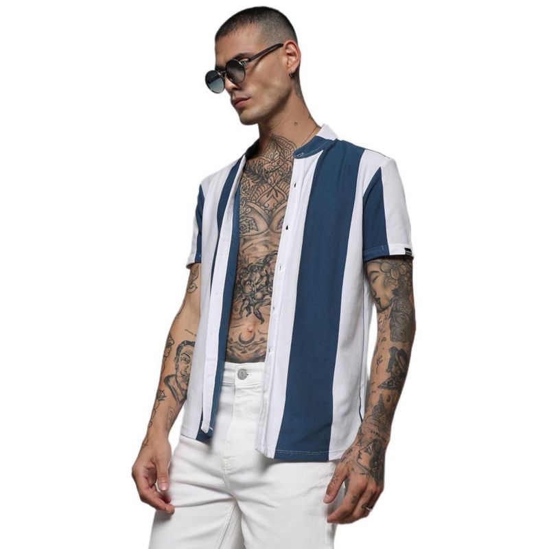 Men's Blue & White Candy Striped Shirt