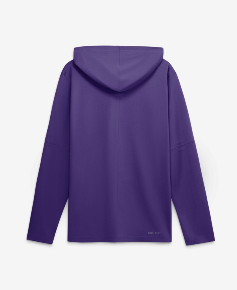 Men's Purple LSU Tigers 2026 Sideline Lightweight Long Sleeve Hooded Dri-FIT T-Shirt