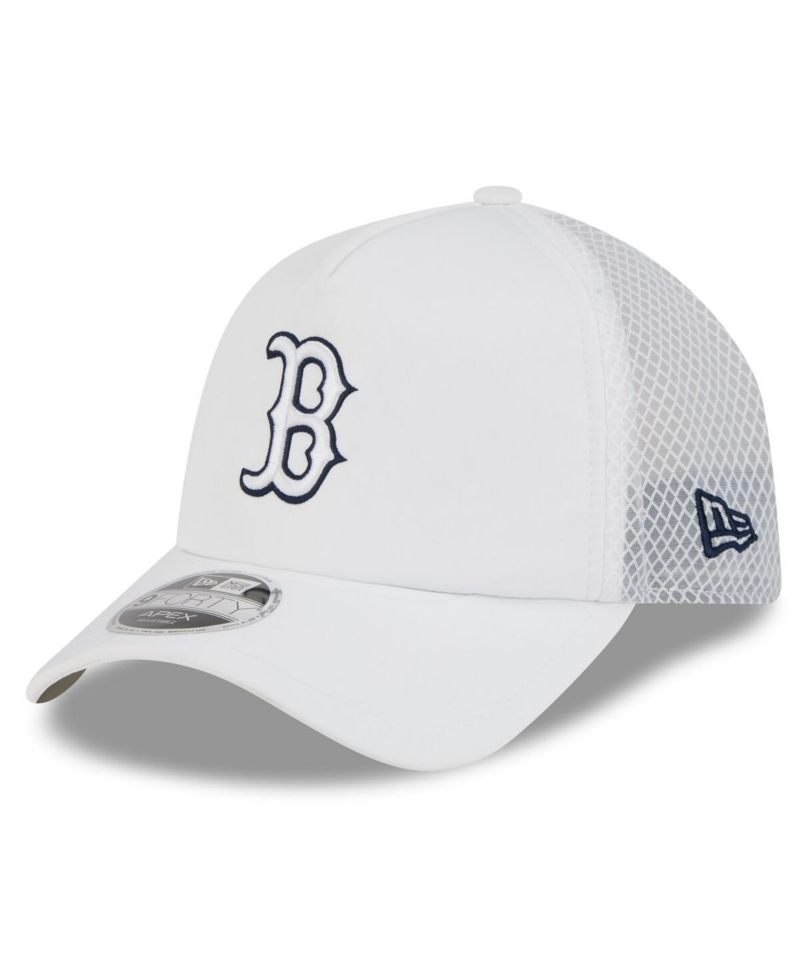 Men's White Boston Red Sox 2026 Batting Practice Apex 9FORTY Adjustable Trucker Hat