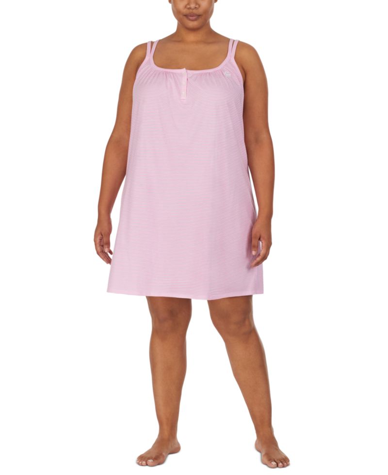 Cotton Knit Double-Strap Nightgown