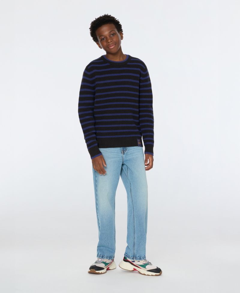 Big Boys Yarn Dye Stripe Crew Neck Sweater