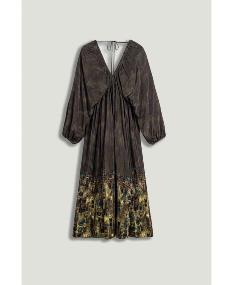 Women's Printed Long Sleeve Maxi Dress