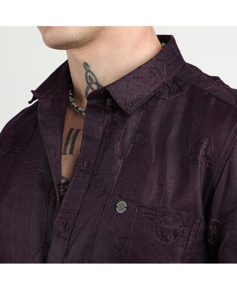 Men's Embroidered One-Lined Shirt