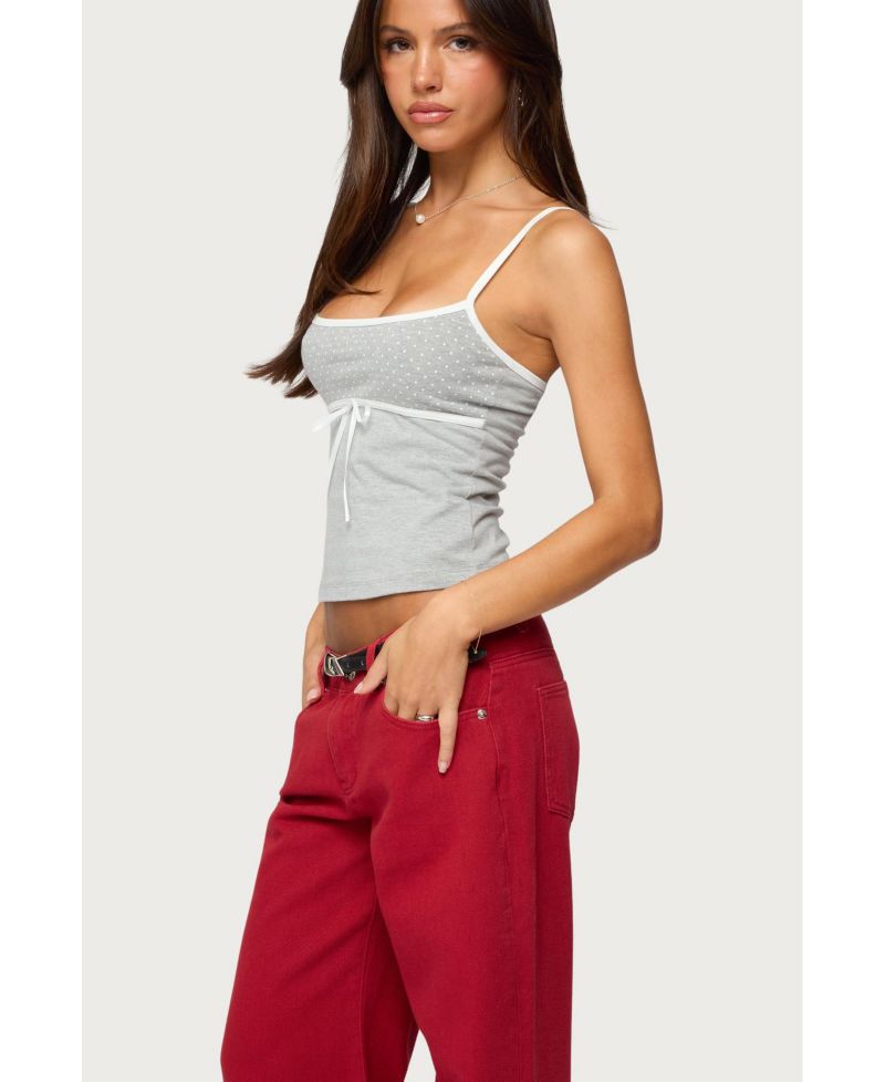 Women's Rhoda Contrast Polka Dot Tank Top