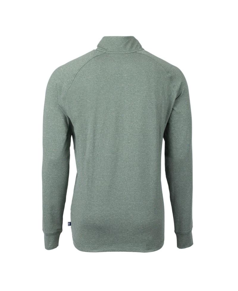 Men's Heather Green Notre Dame Fighting Irish Alumni Logo Adapt Knit Heathered Quarter-Zip Pullover Top