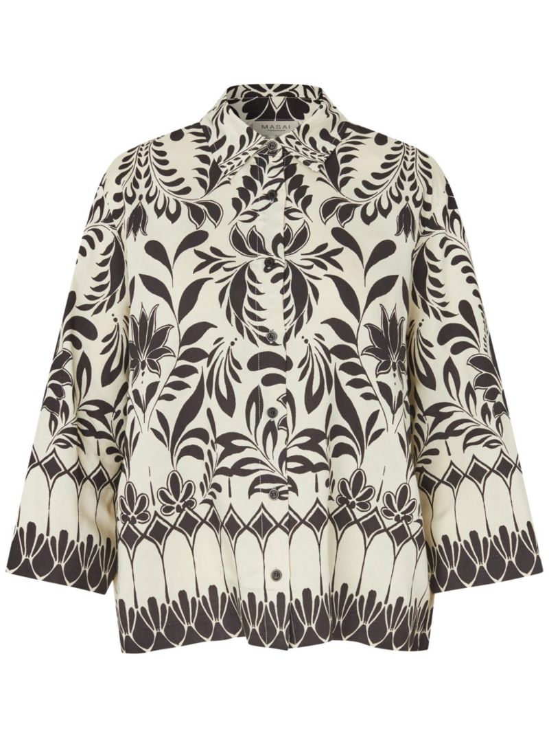 Women's Maisolde Garden Floral Boxy-Fit 3/4-Sleeve Shirt