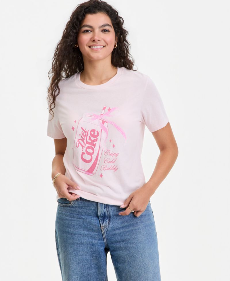 Juniors' Diet Coke Bow Graphic-Print Tee