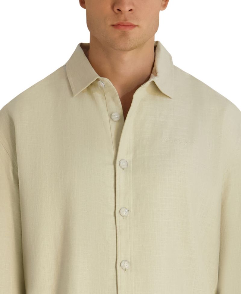 Men's Relaxed-Fit Linen-Blend Shirt Jacket