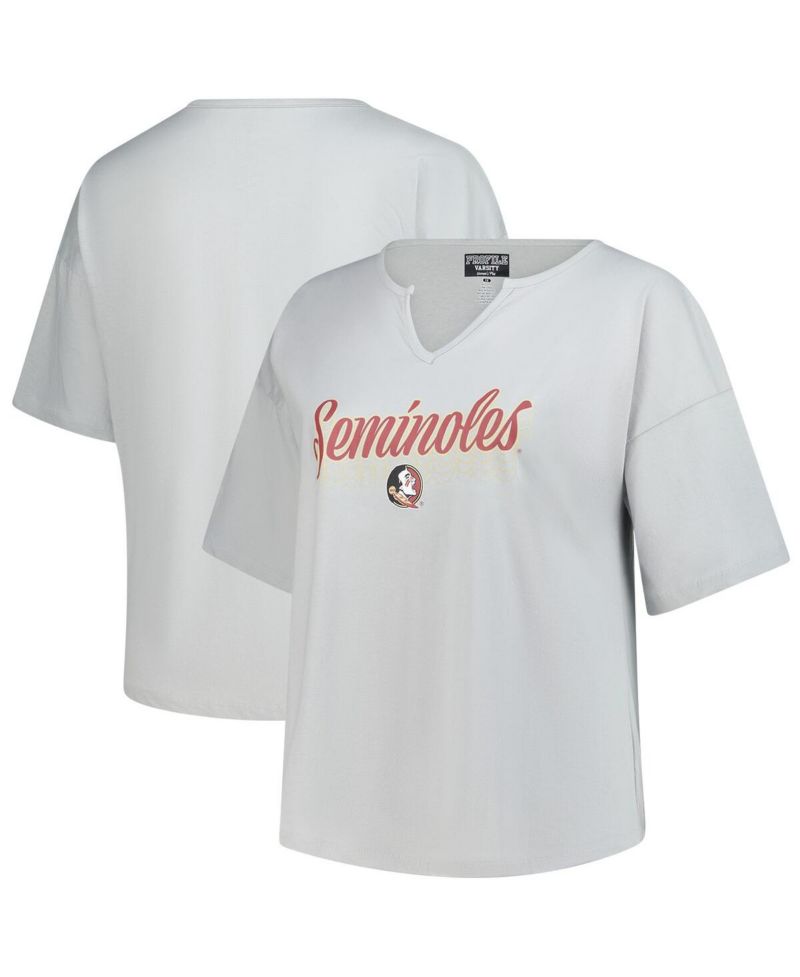Women's Gray Florida State Seminoles Plus Size Winning Gear Notch Neck T-Shirt