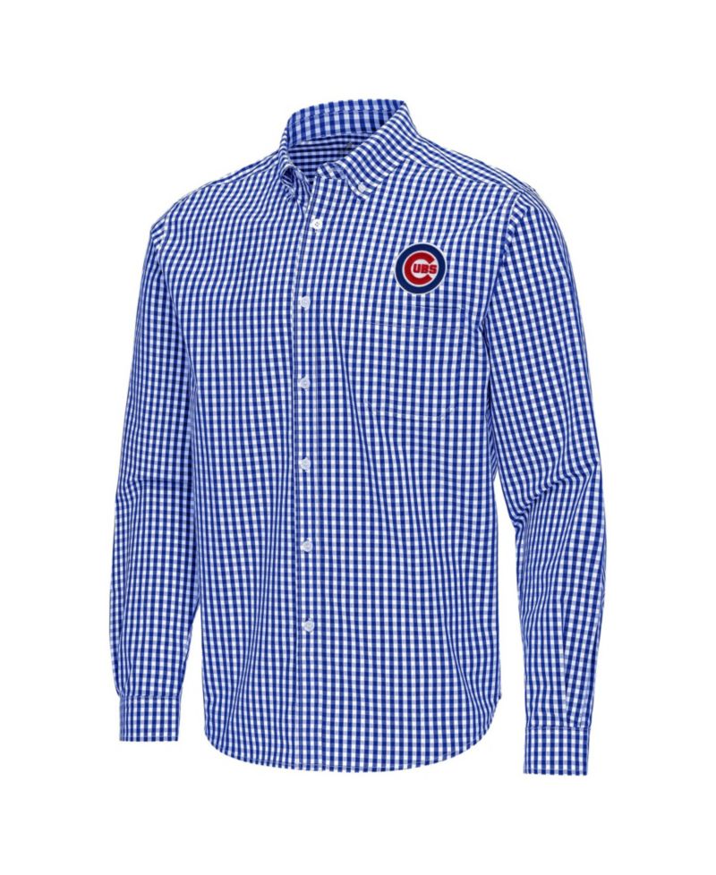 Men's Royal Chicago Cubs Ellis Woven Tri-Blend Button-Down Shirt