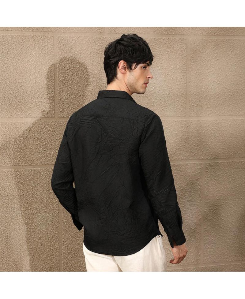 Men's Onyx Black Foliage-Tactile Shirt