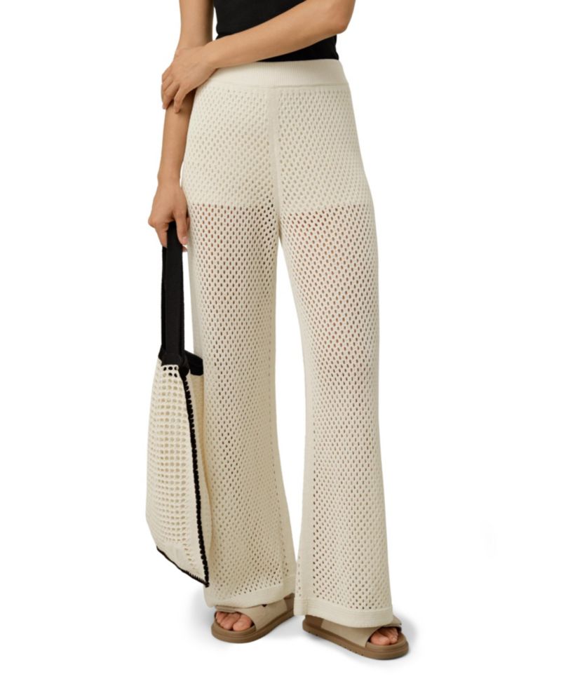 Women's Toscana Wide-Leg Pull-On Pointelle Pants