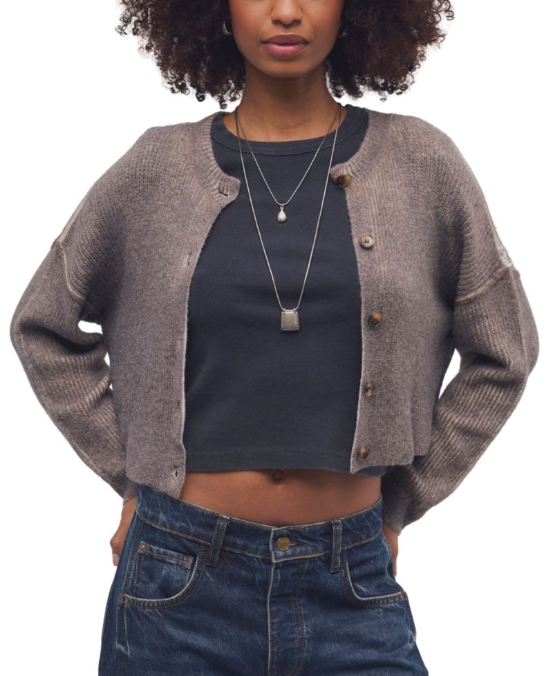 Women's Ottilie Cropped Scoop Neck Button-Up Cardigan Sweater