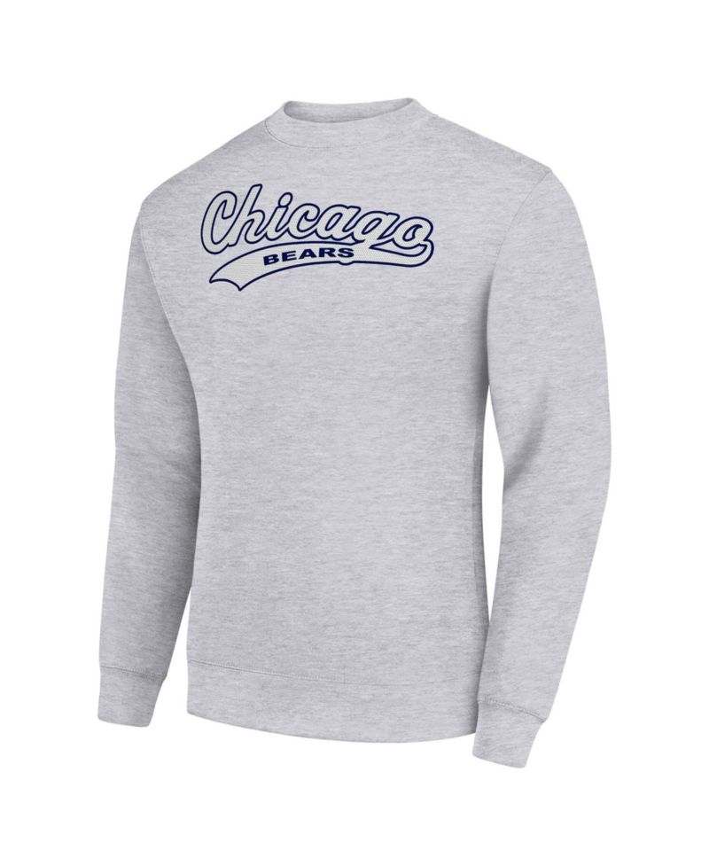 Men's Heather Gray Chicago Bears Tailsweep Team Graphic Tri-Blend Fleece Pullover Sweatshirt