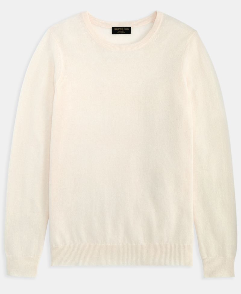 100% Cashmere Women's Petite Long-Sleeve Crewneck Sweater