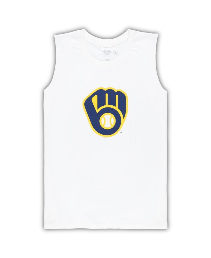 Women's White/Navy Milwaukee Brewers Plus Size Tank Top Shorts Sleep Set
