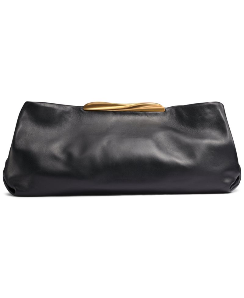 Poplin Extra-Large Leather Clutch Handbag