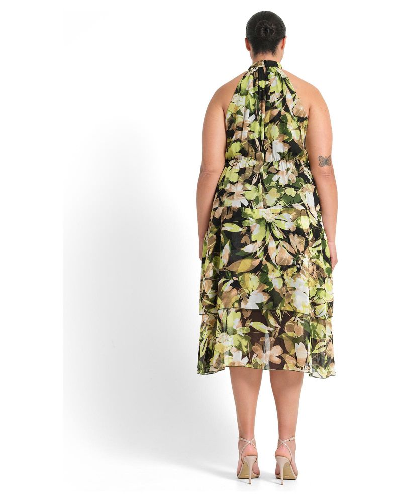 Women's Chlora Halter Chiffon Cocktail Midi Dress