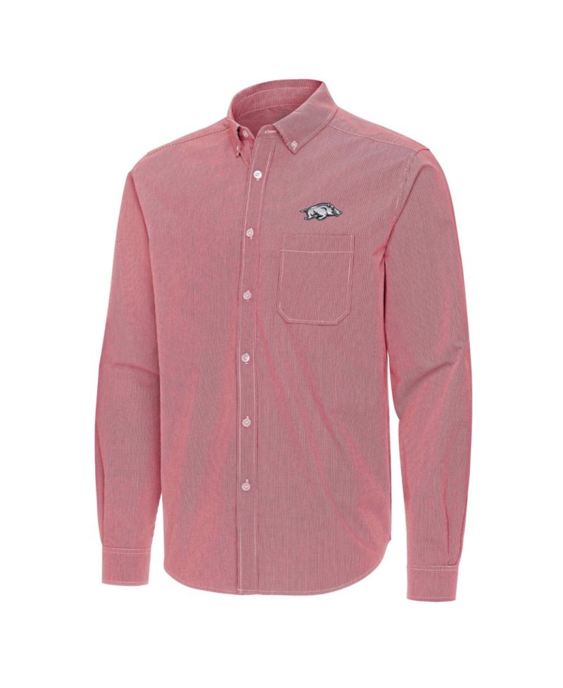 Men's Cardinal Arkansas Razorbacks Porter Woven Tri-Blend Long Sleeve Button-Down Shirt