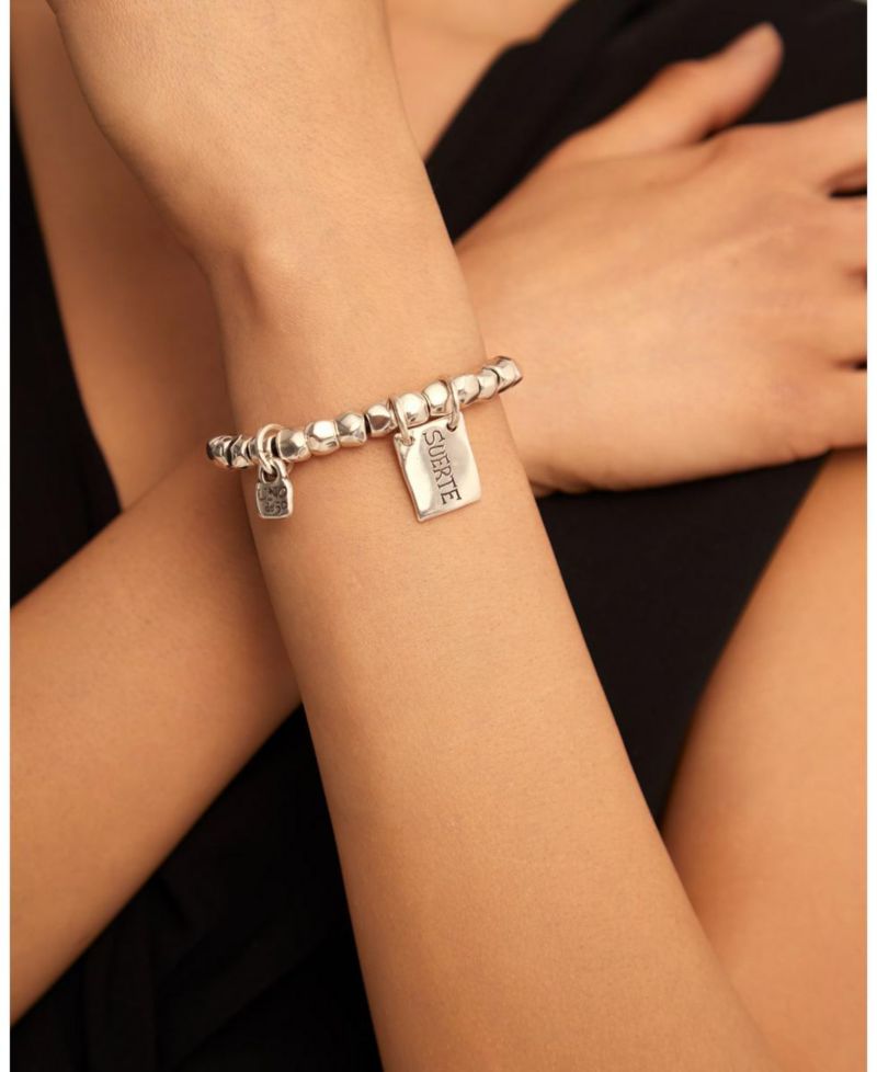 Sterling Silver Tubular Piece Beads Message Bracelet