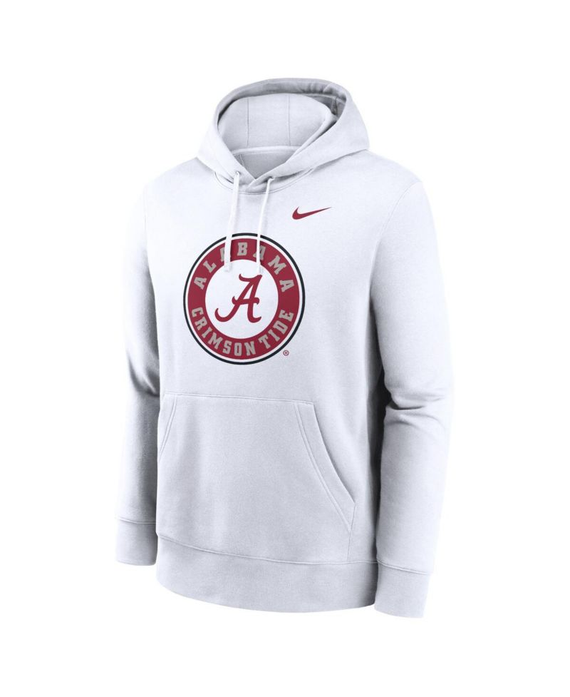 Men's White Alabama Crimson Tide Primetime Alternate Logo Club Fleece Pullover Hoodie