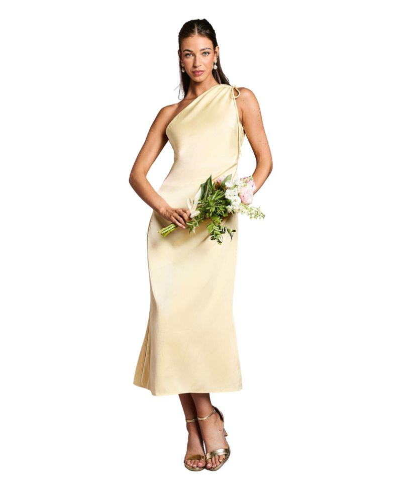 Women's One Shoulder Satin Bridesmaids Dress