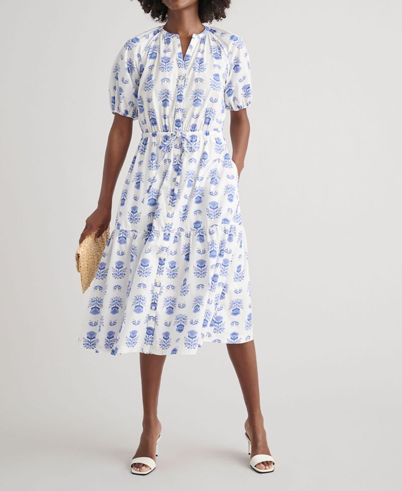 Women's Stretch Cotton Printed Brigette Midi Dress