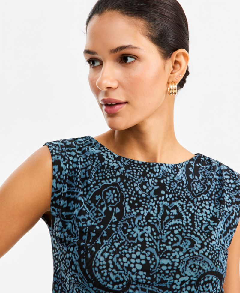 Women's Sleeveless Printed Mesh Top