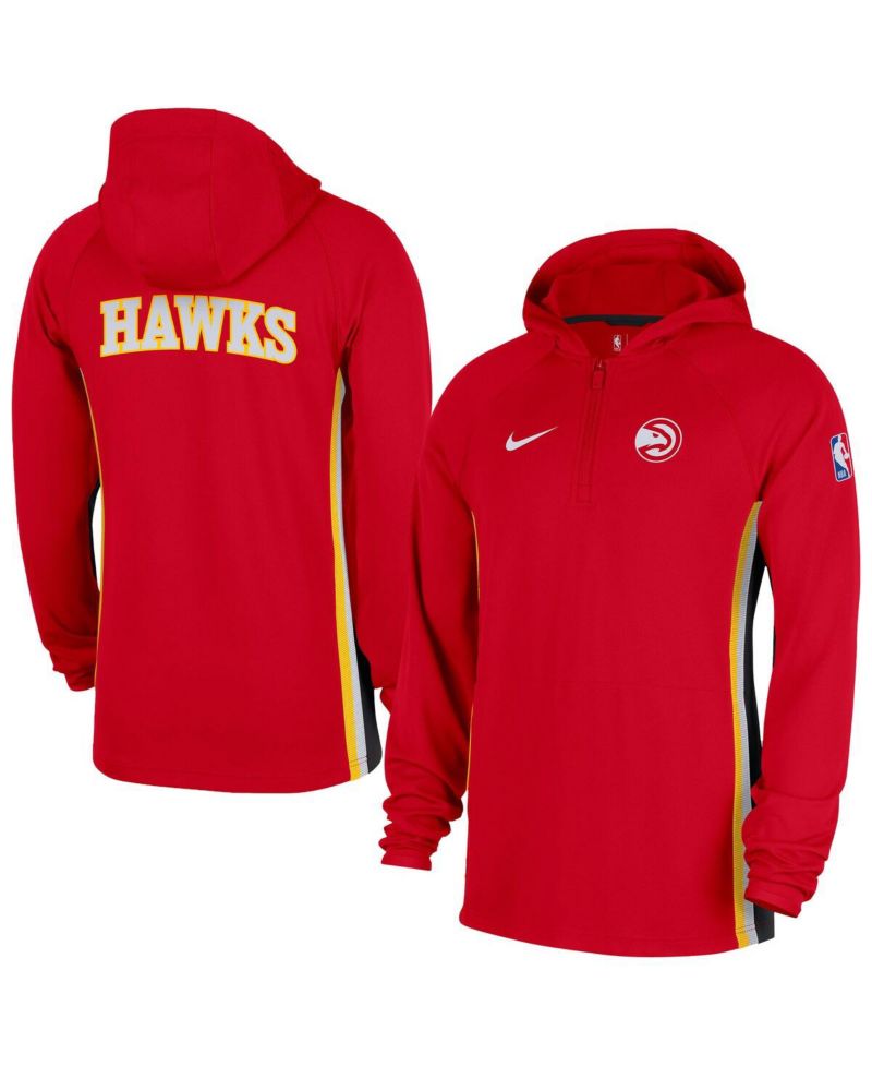 Men's Red Atlanta Hawks Authentic On Court Zone Quarter-Zip Dri-FIT Hoodie Jacket